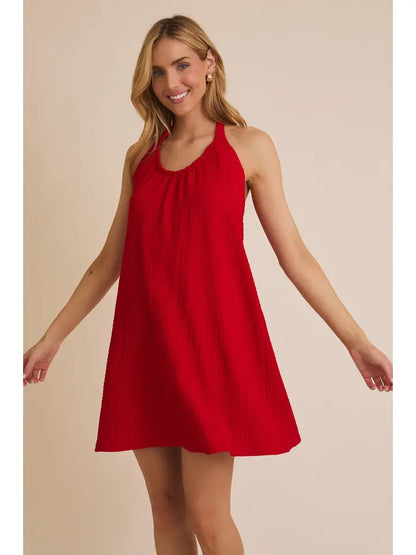 Flare Hem Halter Mini Dress