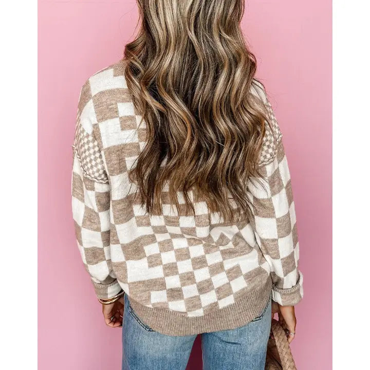 Checkered Round Neck Sweater