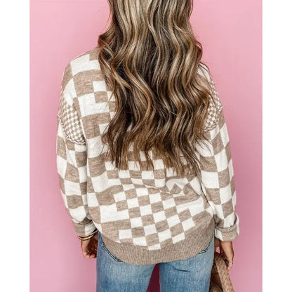 Checkered Round Neck Sweater
