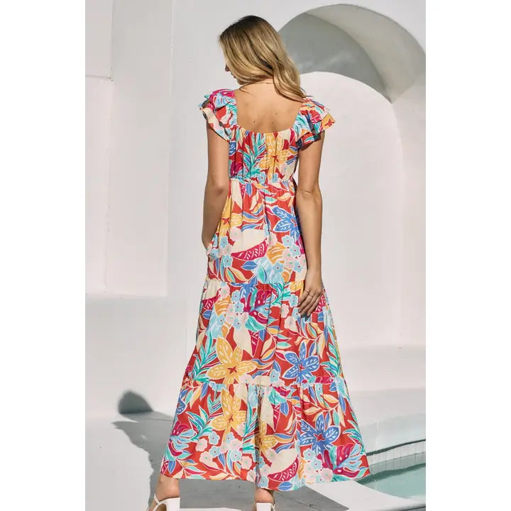 Floral Printed Tiered Maxi Dress