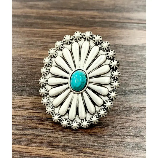 Concho Turquoise Adjustable Ring