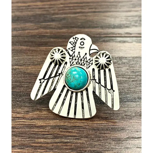 Big Thunderbird Turquoise Adjustable Ring