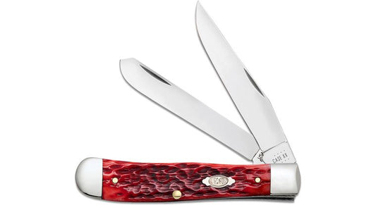 Case Peach Seed Jig Dark Red Bone Trapper 4.13" Knife