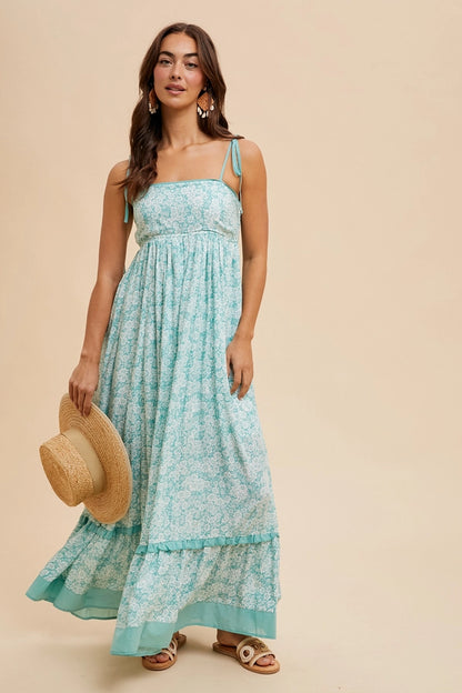 Floral Contrast Maxi Dress