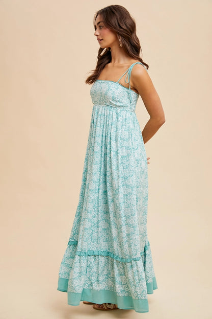 Floral Contrast Maxi Dress
