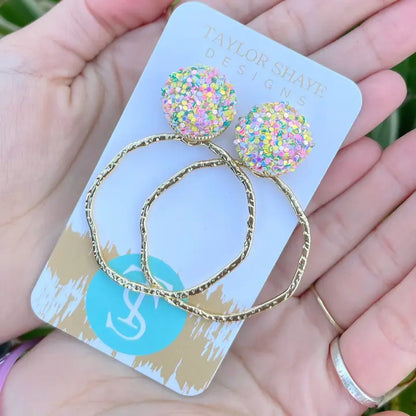Glitter Top Hoops