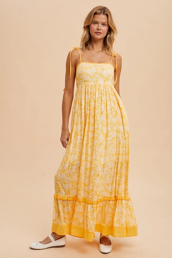 Floral Contrast Maxi Dress
