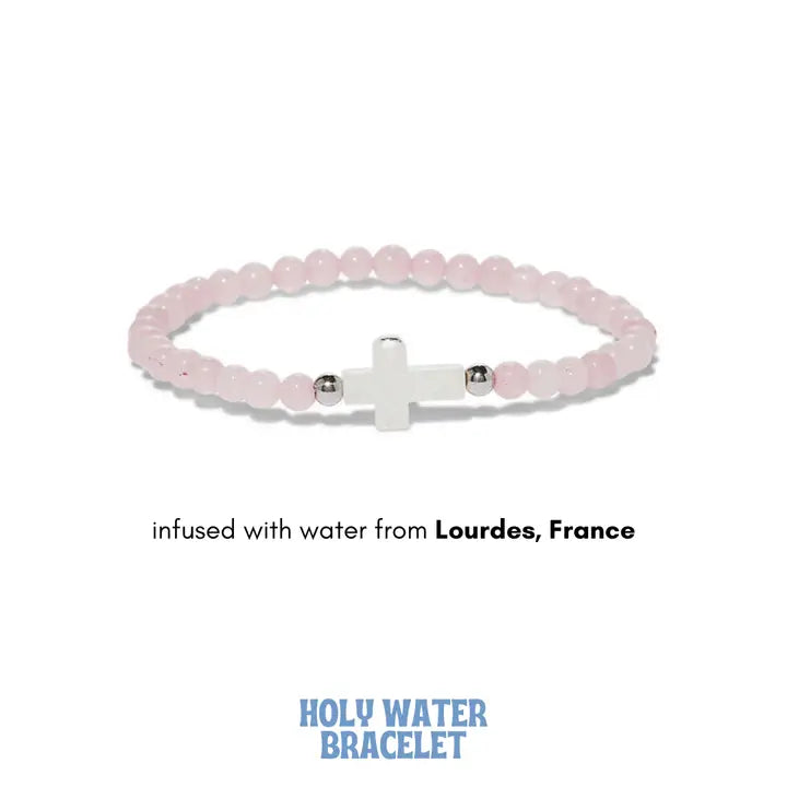 Holy Water Bracelet - Rose Quartz Cross Bracelet