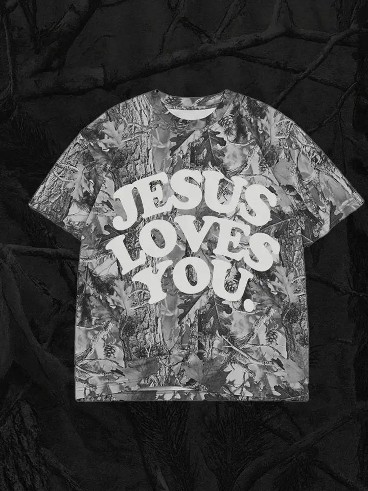 Jesus Loves You Company - Heavyweight "Midnight Oak" Camo Tee