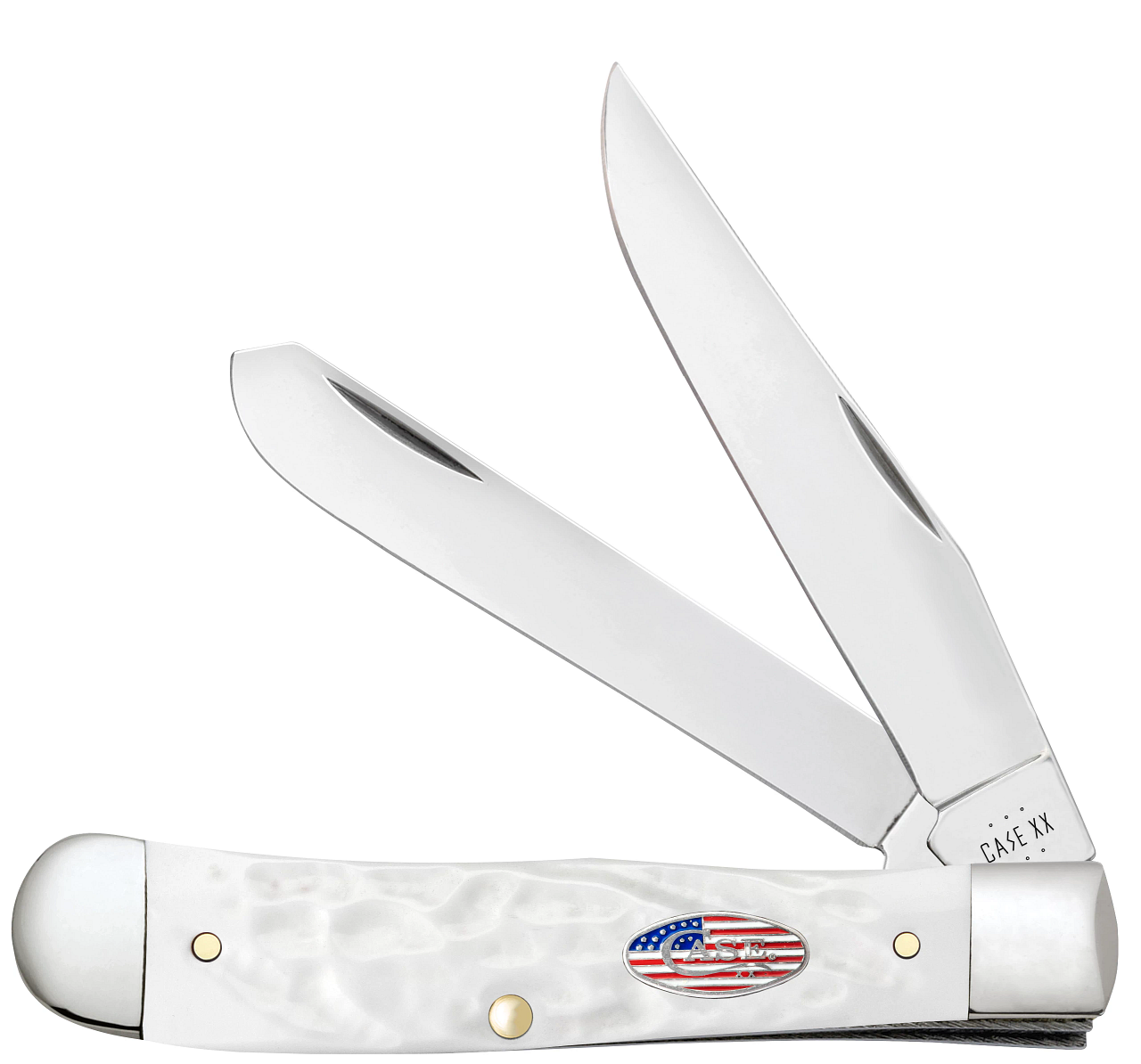 Case Xx Knives Trapper Stars & Stripes Rough White 14100 Stainless Pocket Knife