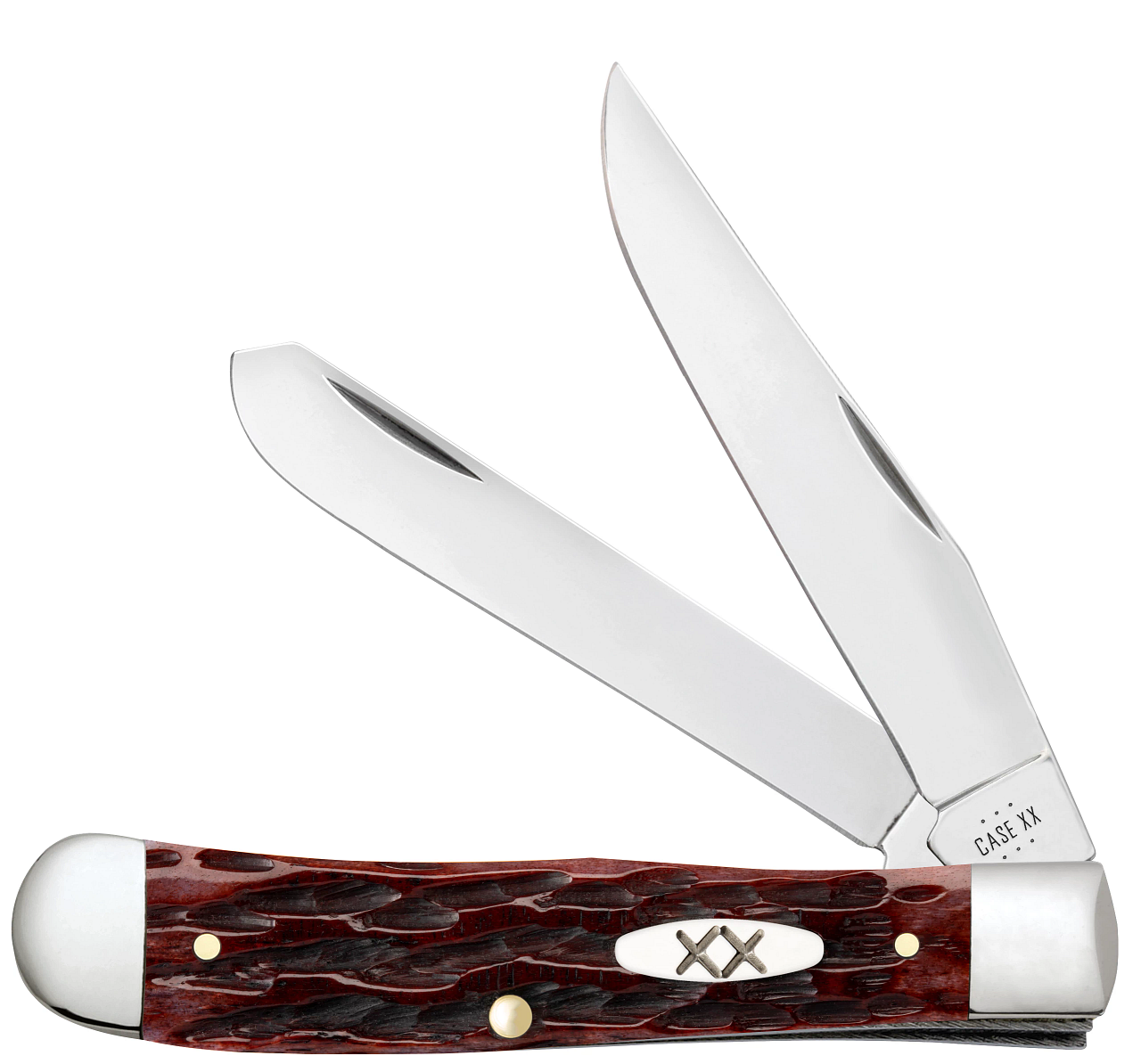 Case XX Trapper Peach Seed Clip  Spey Blade Jigged Mahogany Bone - 25130