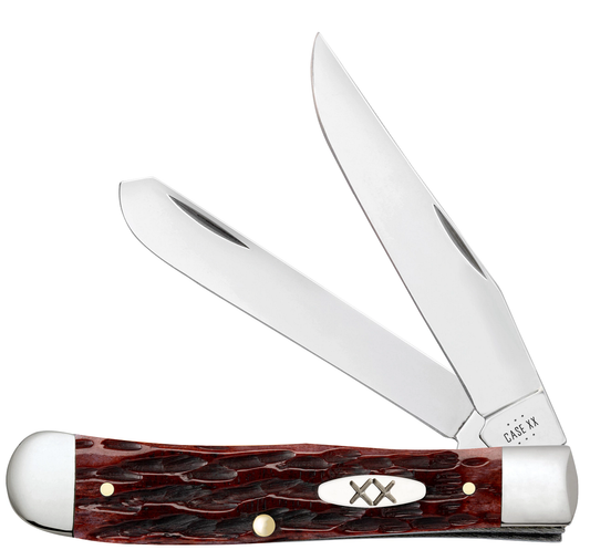 Case XX Trapper Peach Seed Clip  Spey Blade Jigged Mahogany Bone - 25130